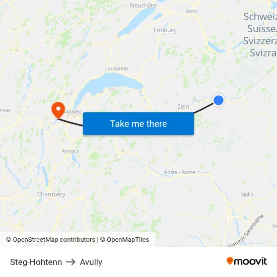 Steg-Hohtenn to Avully map