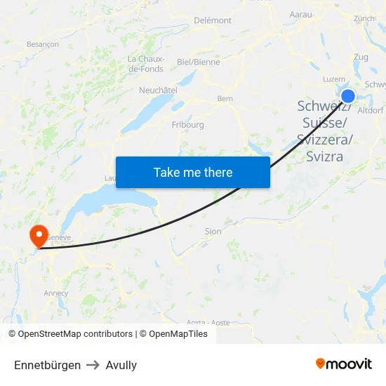 Ennetbürgen to Avully map