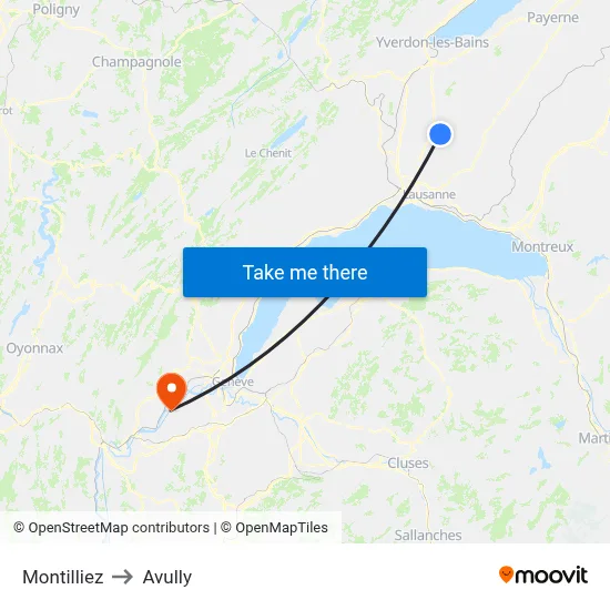 Montilliez to Avully map