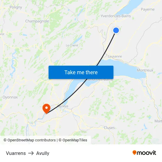 Vuarrens to Avully map