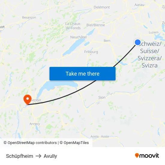 Schüpfheim to Avully map