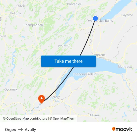 Orges to Avully map