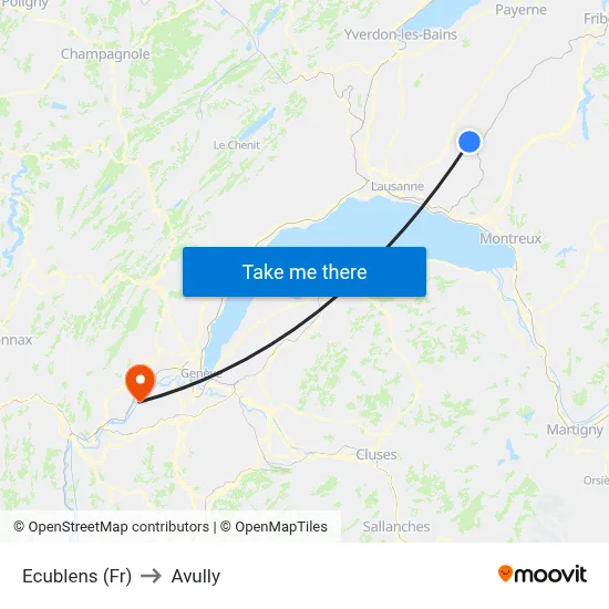 Ecublens (Fr) to Avully map