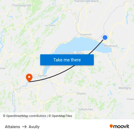 Attalens to Avully map