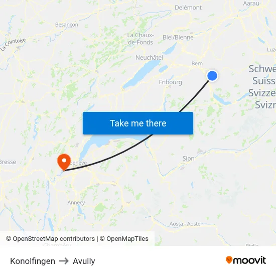 Konolfingen to Avully map