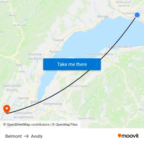 Belmont to Avully map