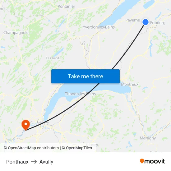 Ponthaux to Avully map