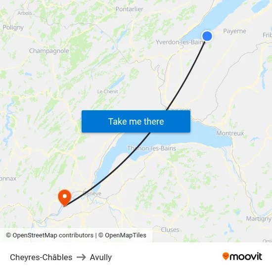 Cheyres-Châbles to Avully map