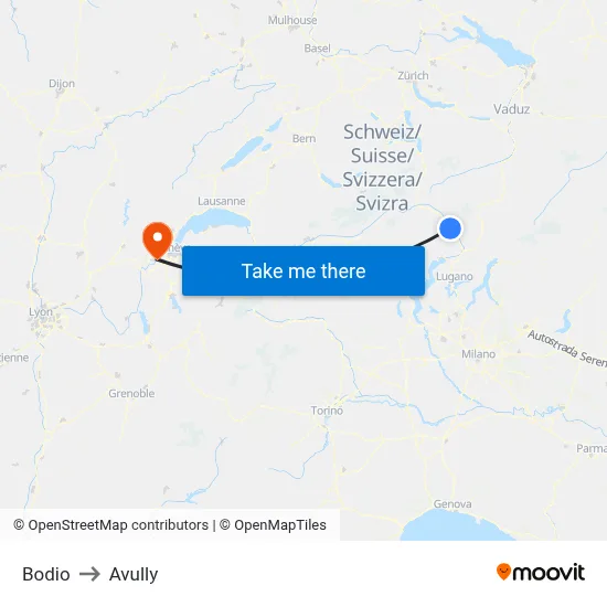 Bodio to Avully map