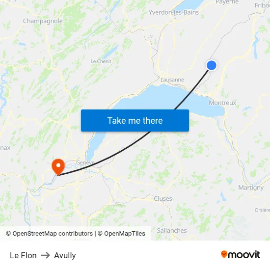 Le Flon to Avully map