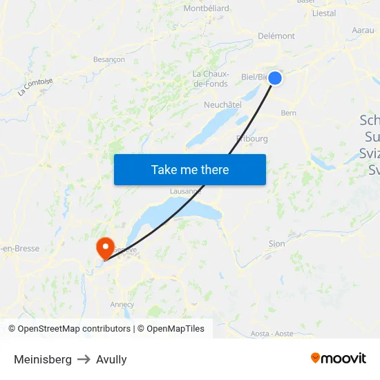 Meinisberg to Avully map