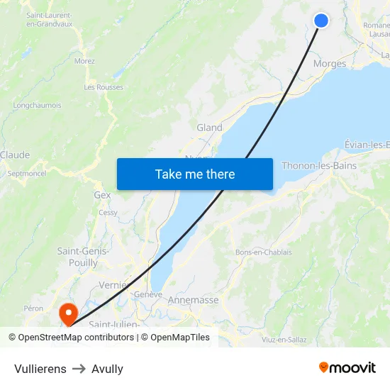 Vullierens to Avully map