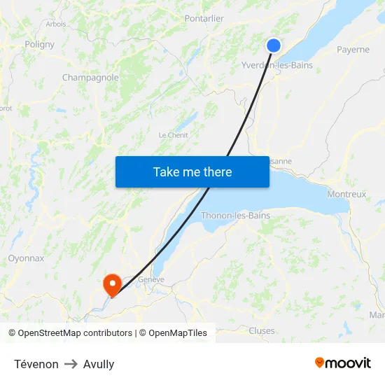 Tévenon to Avully map