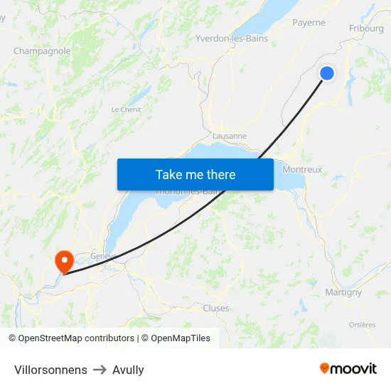 Villorsonnens to Avully map