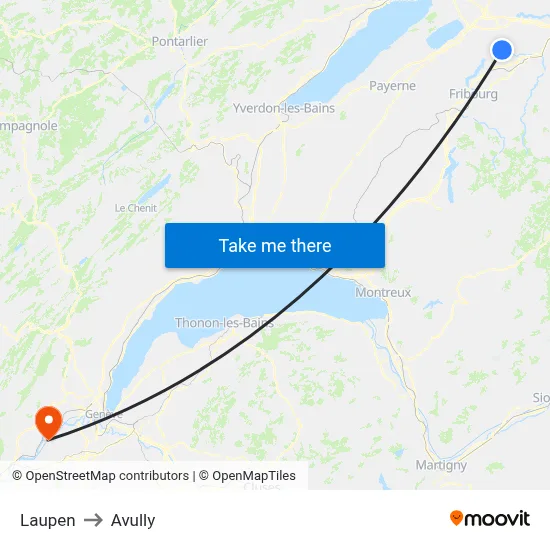 Laupen to Avully map