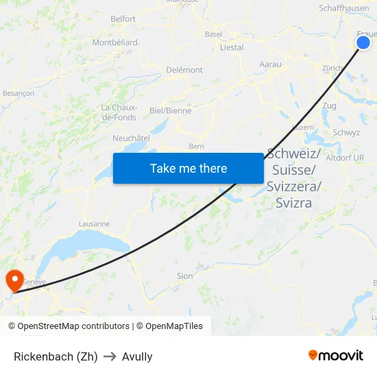 Rickenbach (Zh) to Avully map