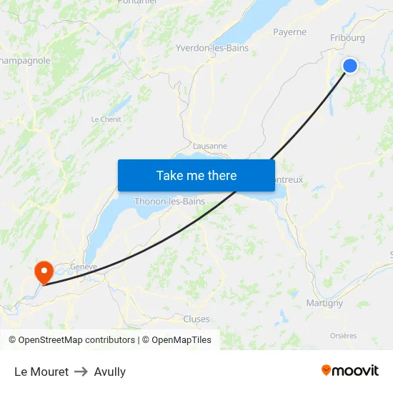 Le Mouret to Avully map