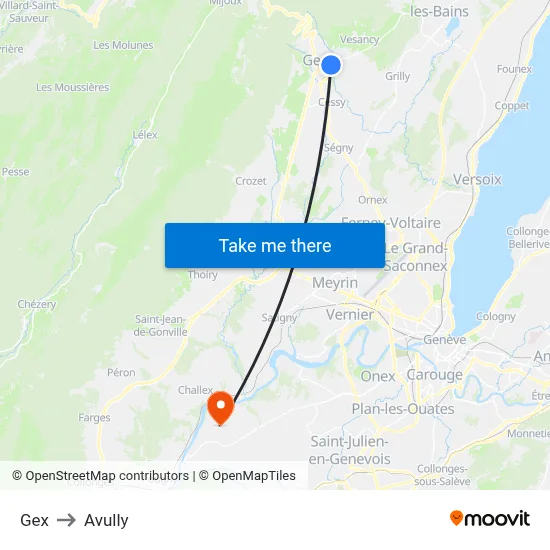 Gex to Avully map