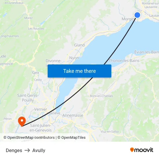 Denges to Avully map