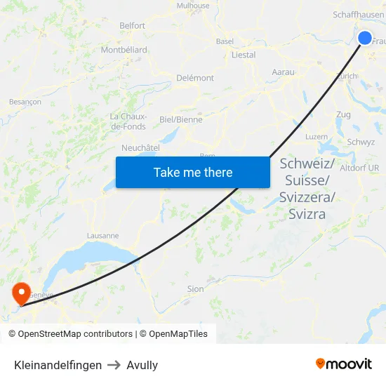 Kleinandelfingen to Avully map
