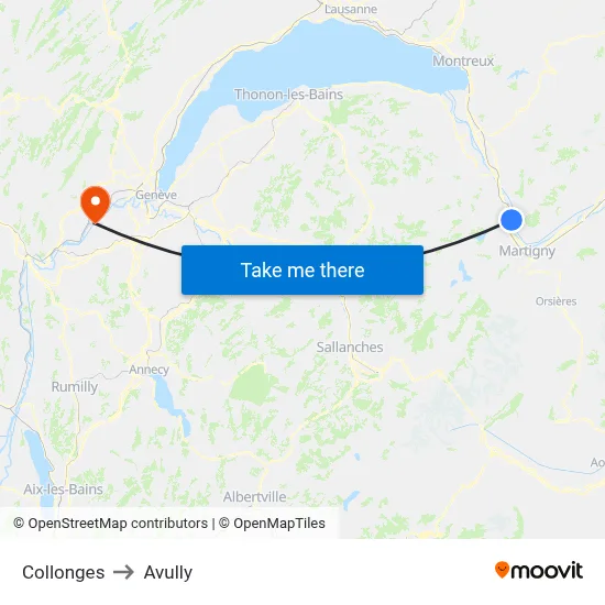 Collonges to Avully map