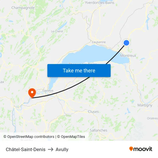 Châtel-Saint-Denis to Avully map