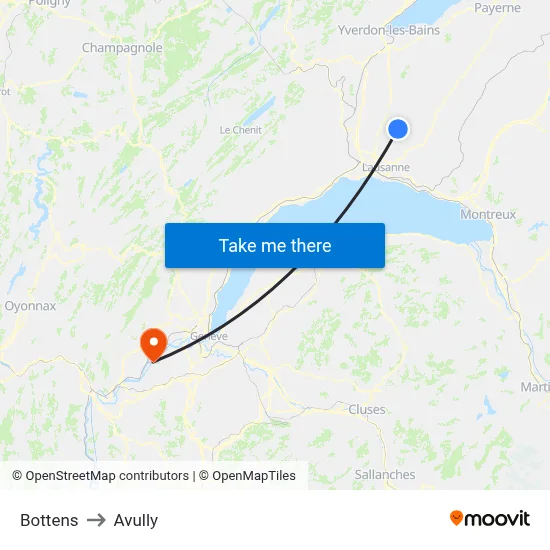 Bottens to Avully map