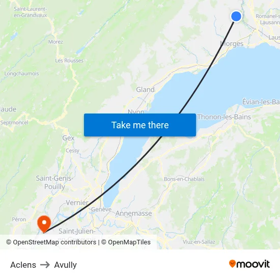 Aclens to Avully map