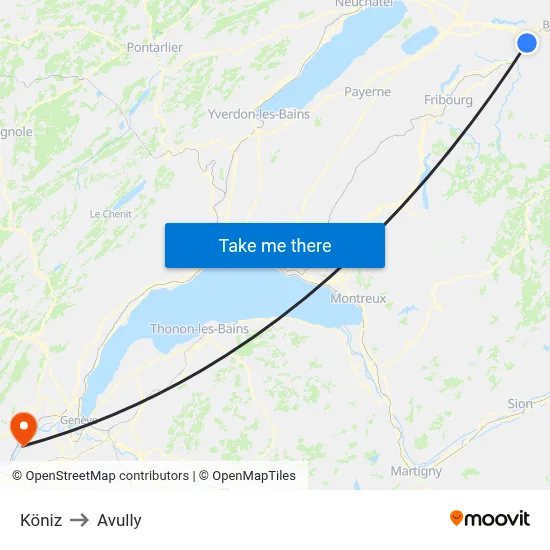 Köniz to Avully map
