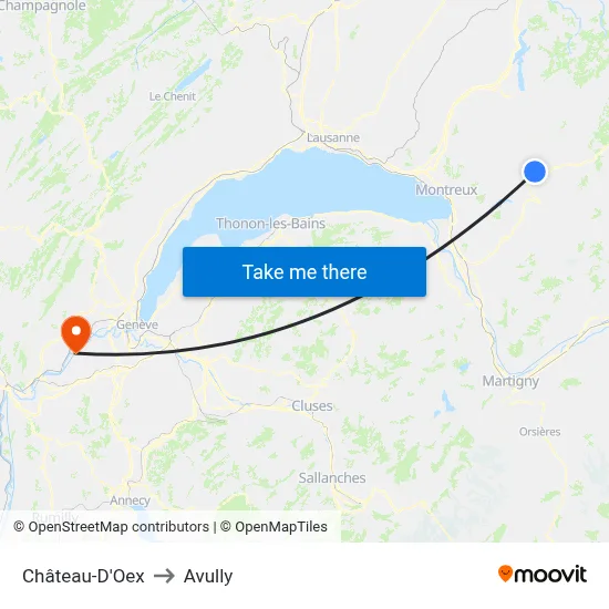 Château-D'Oex to Avully map