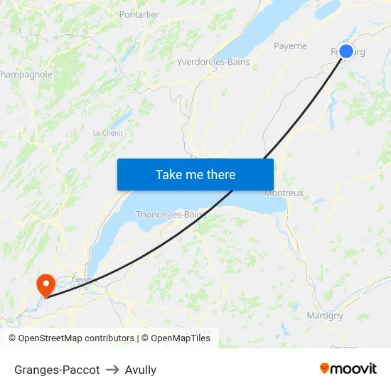 Granges-Paccot to Avully map