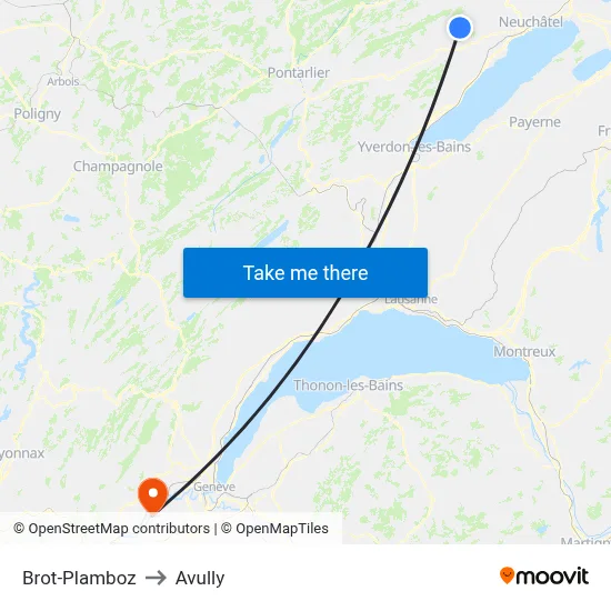Brot-Plamboz to Avully map
