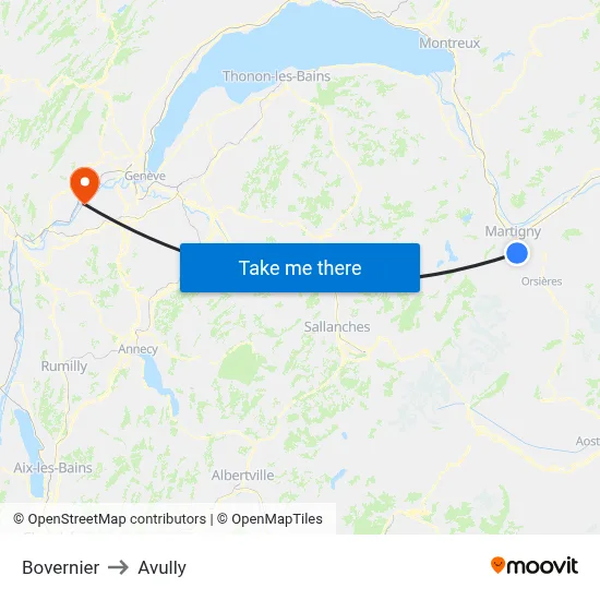 Bovernier to Avully map