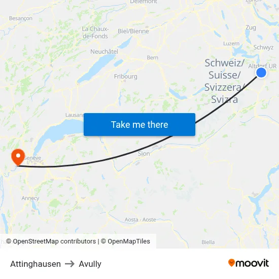 Attinghausen to Avully map