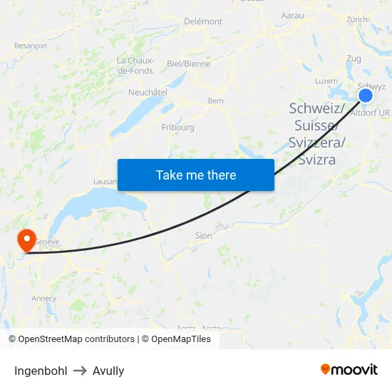 Ingenbohl to Avully map