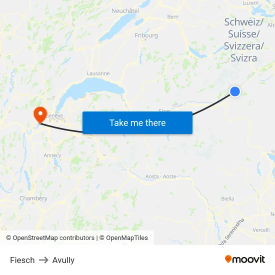Fiesch to Avully map