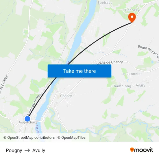 Pougny to Avully map