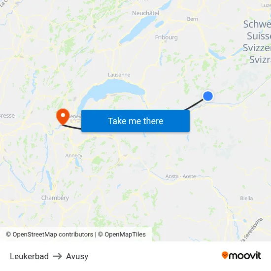 Leukerbad to Avusy map