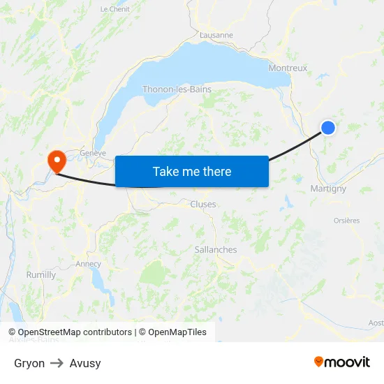 Gryon to Avusy map