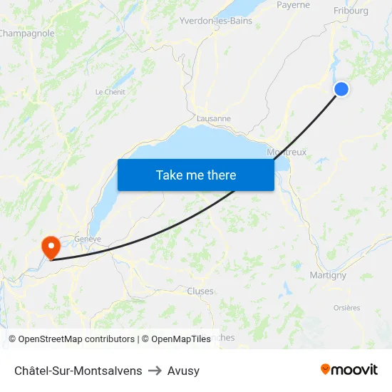 Châtel-Sur-Montsalvens to Avusy map