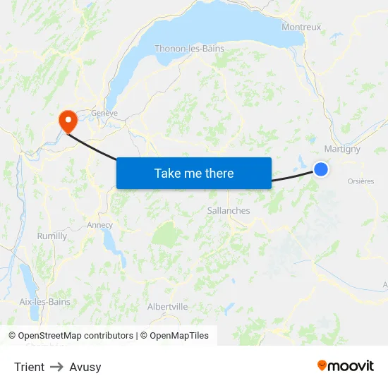 Trient to Avusy map