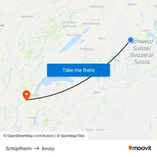Schüpfheim to Avusy map
