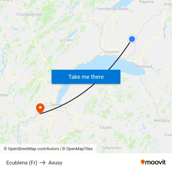 Ecublens (Fr) to Avusy map