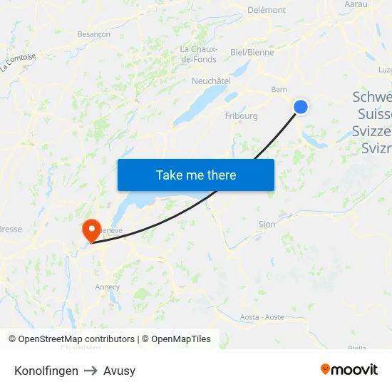 Konolfingen to Avusy map