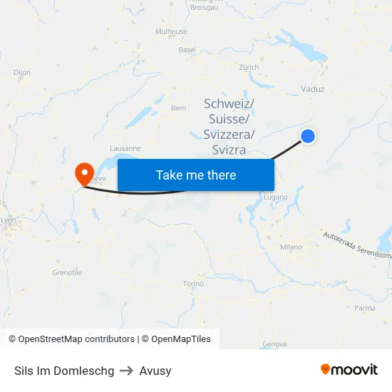 Sils Im Domleschg to Avusy map