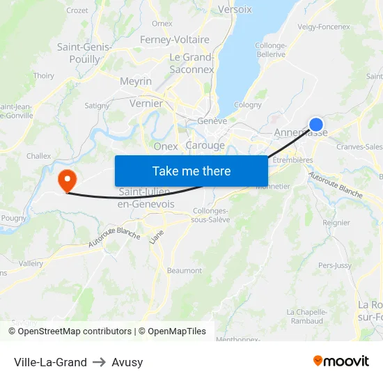 Ville-La-Grand to Avusy map