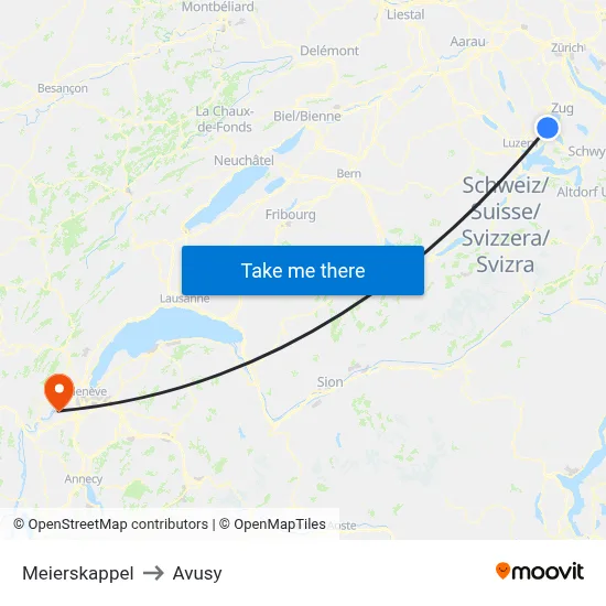 Meierskappel to Avusy map