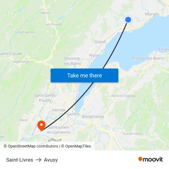 Saint-Livres to Avusy map