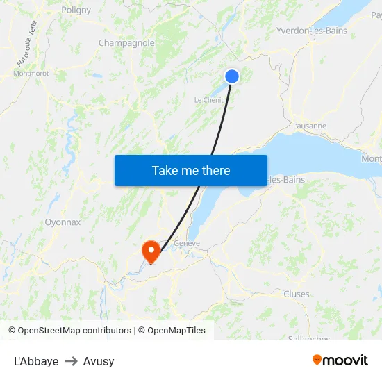 L'Abbaye to Avusy map