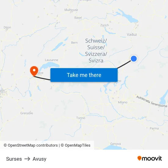 Surses to Avusy map